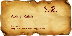 Vidra Rabán névjegykártya